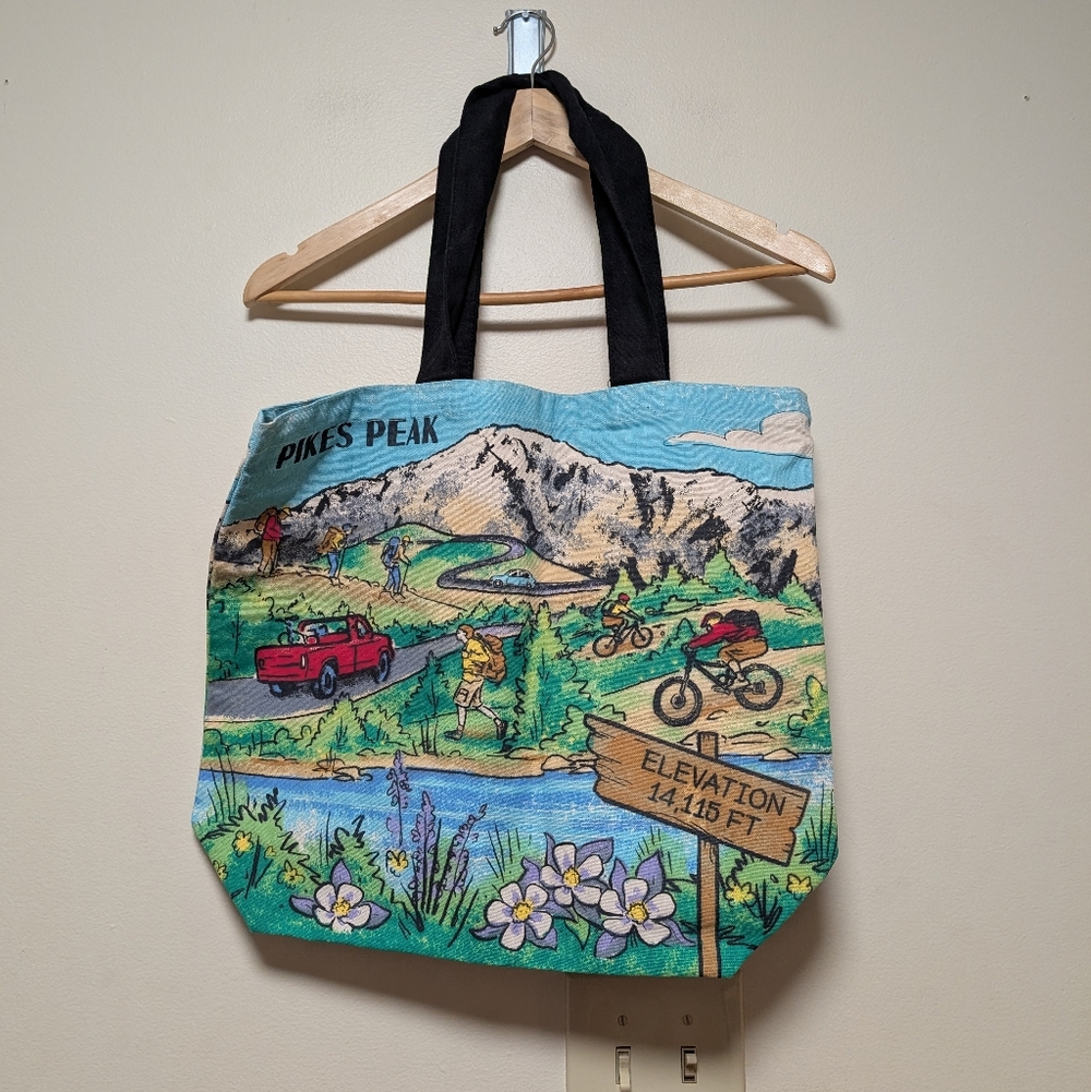 Vintage Pikes Peak Scenic Canvas Tote Bag